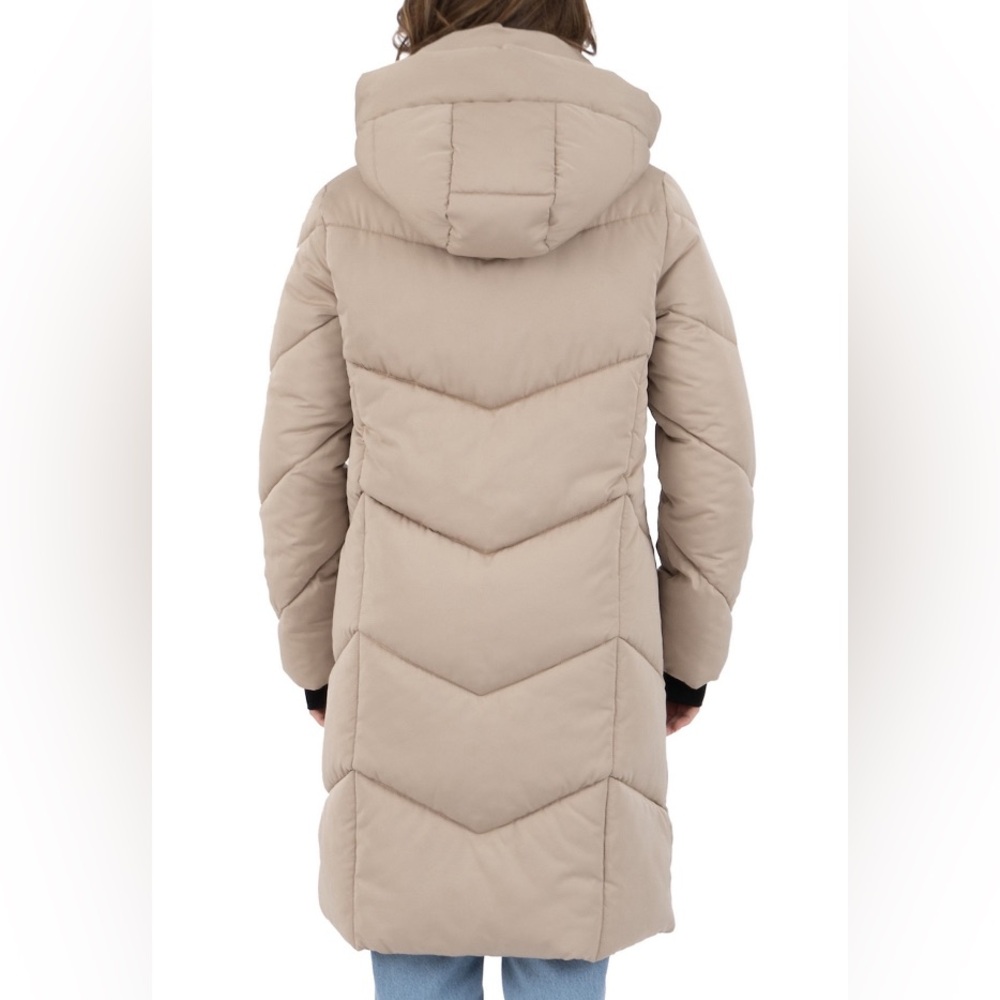 NWT L Nine West Duvet Puffer Coat Tan - Picture 3 of 16
